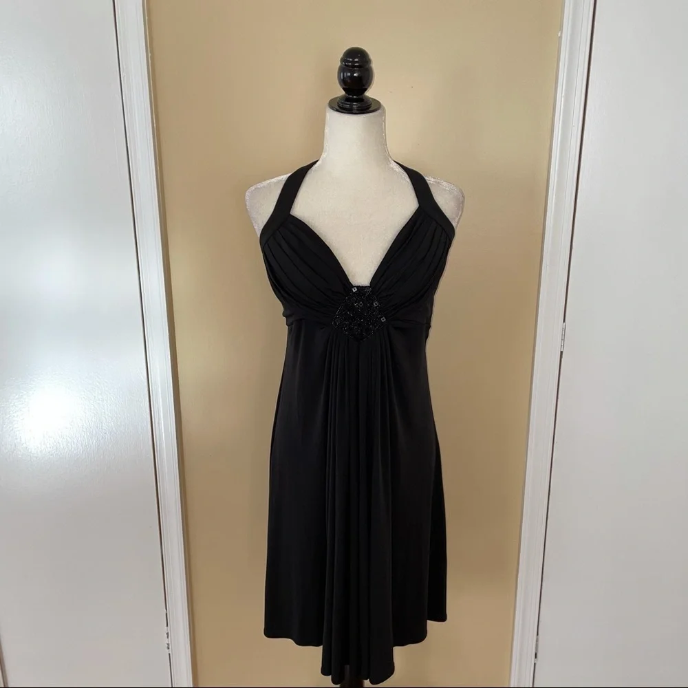 Maggy Long Black Halter Dress - Picture 3 of 6